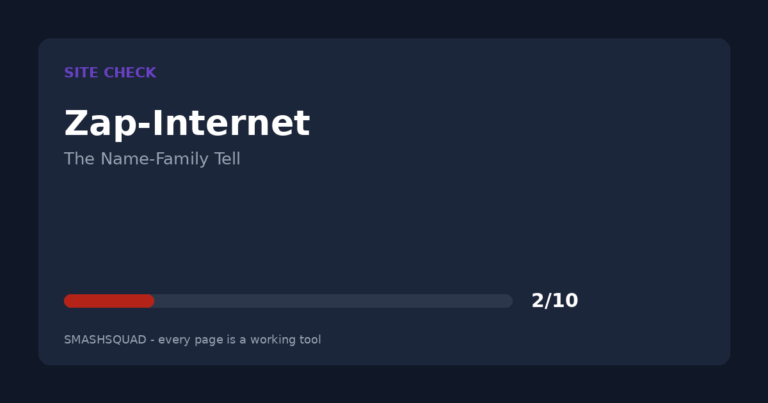 Gaming Corner Zap-Internet: Site Check & the Name-Family Tell